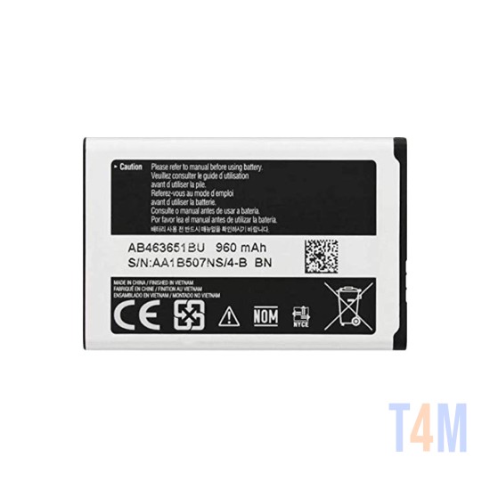 Bateria Samsung F400/L700/ZV60/S5600/S5620/S3650m/B5310 AB463651BU 960mAh